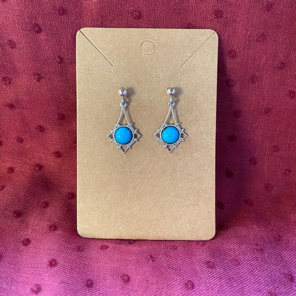 Elegant Silver and Turquoise Drop Earrings